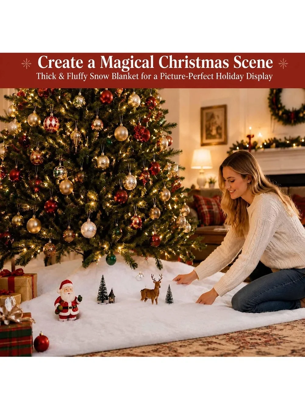 Christmas snow blanket 2 pack 96”x31.5” large fake snow mat